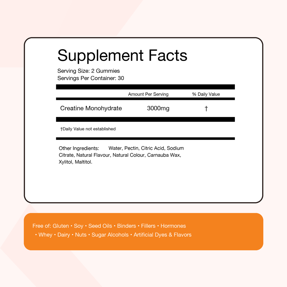 VELARA Creatine Gummies — Supplement Facts